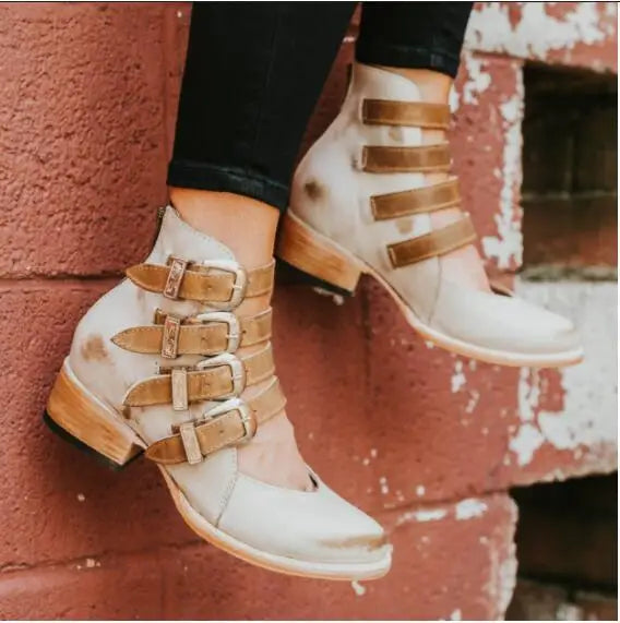 Danielle | Vintage Leather Heels with Buckle