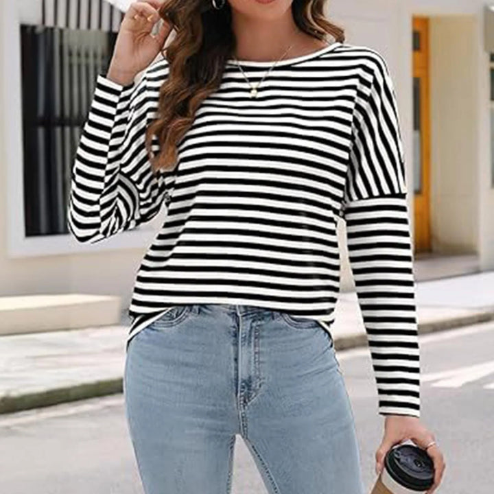 Long Sleeve Top - White Striped