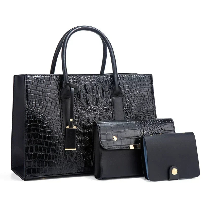Sabrina | Crocodile Print Handbag Set