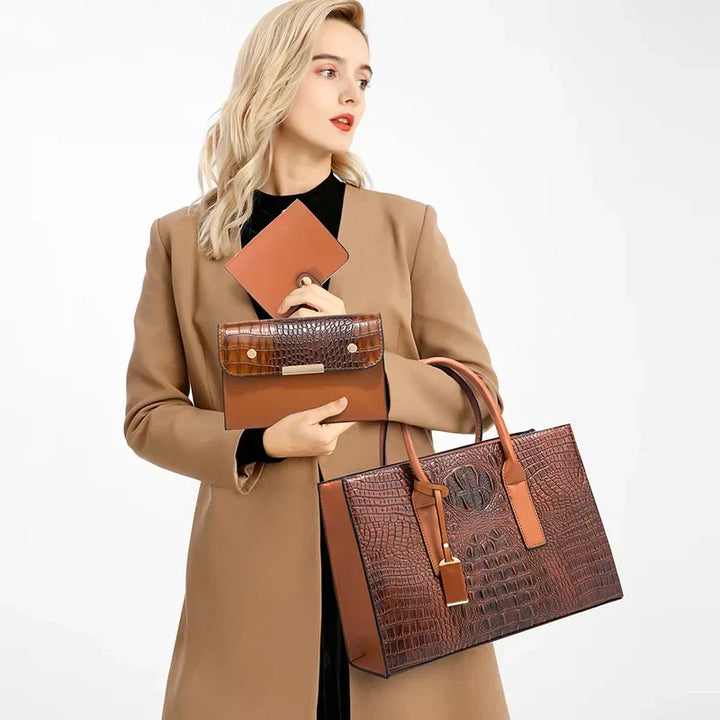 Sabrina | Crocodile Print Handbag Set