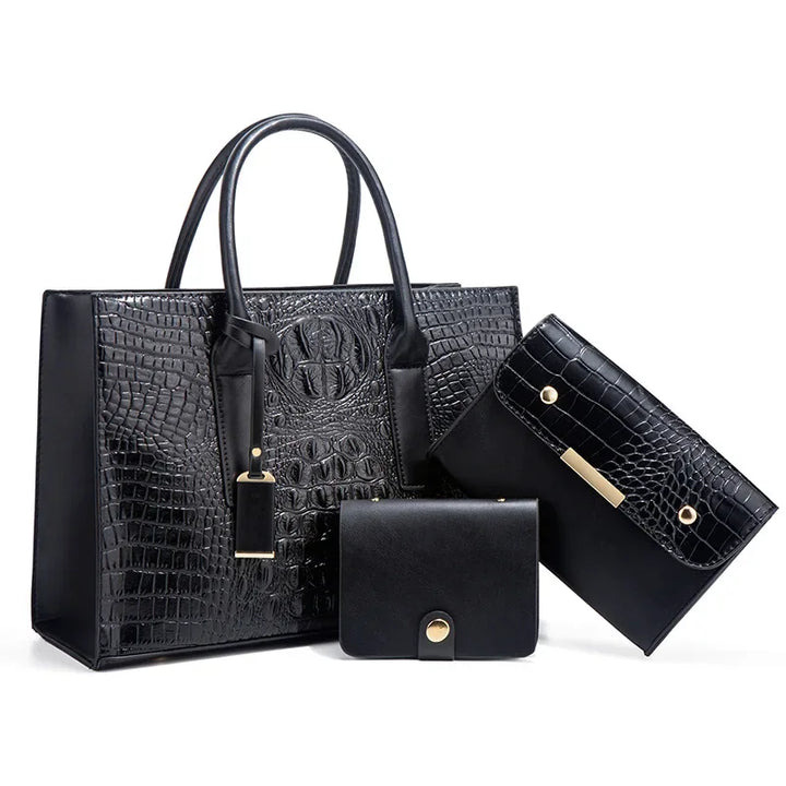 Sabrina | Crocodile Print Handbag Set