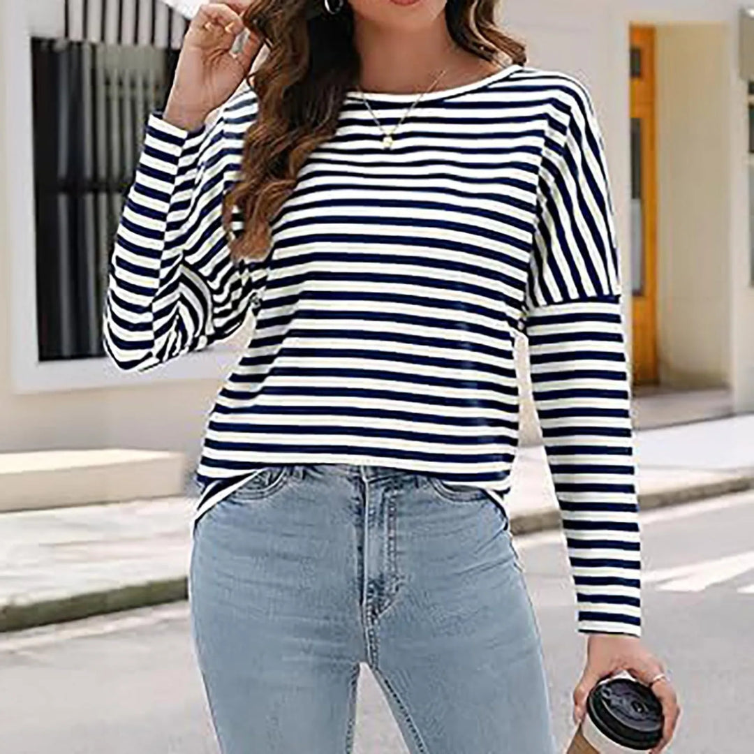 Long Sleeve Top - White Striped