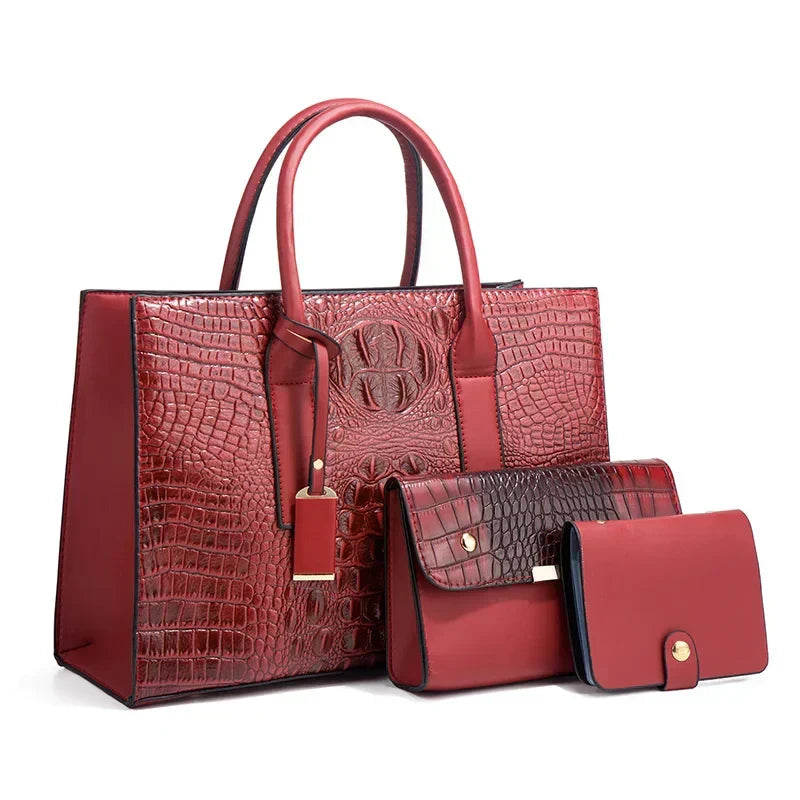 Sabrina | Crocodile Print Handbag Set