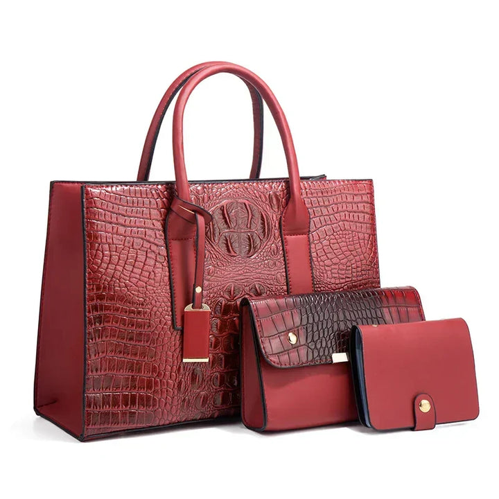 Sabrina | Crocodile Print Handbag Set