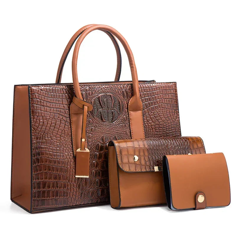 Sabrina | Crocodile Print Handbag Set
