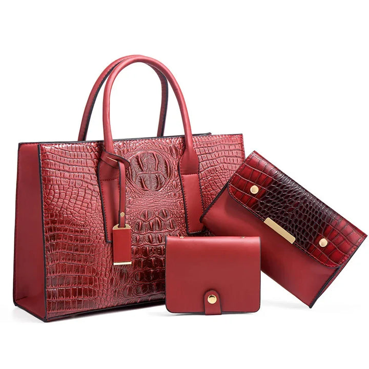 Sabrina | Crocodile Print Handbag Set