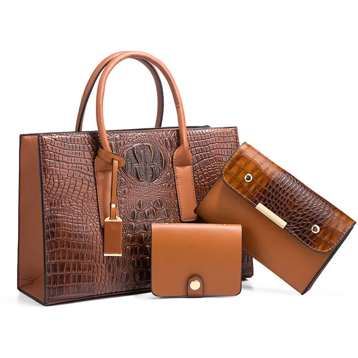 Sabrina | Crocodile Print Handbag Set