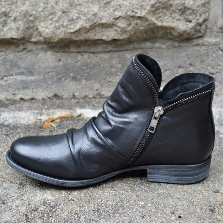 Marion | Leather Boots with Zipper