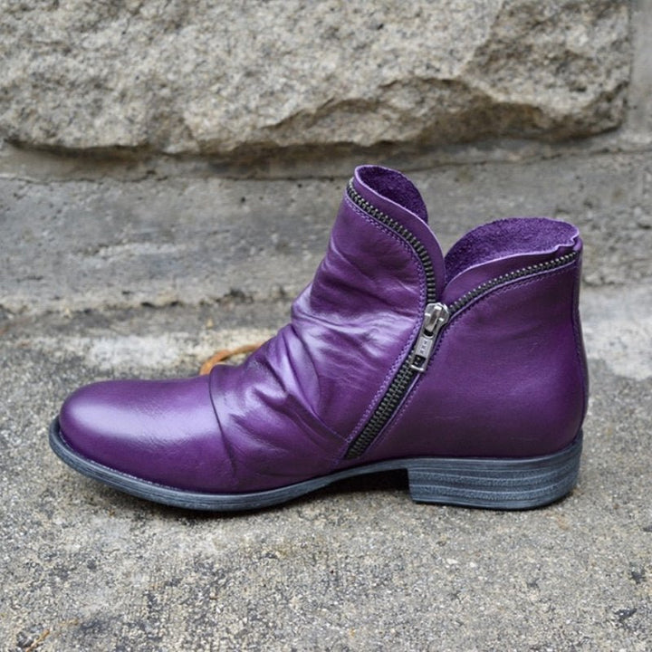 Marion | Leather Boots with Zipper